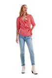 Red Wrap Top in Clustered Flower Print