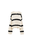 Relaxed Beige Jumper With Black Stripes