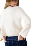 Cream Ribbed High Neck Sweater