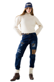 Cream Ribbed High Neck Sweater