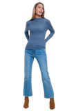 Ribbed Jumper With High Neck in Blue