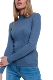 Ribbed Jumper With High Neck in Blue