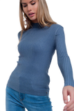 Ribbed Jumper With High Neck in Blue