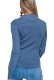 Ribbed Jumper With High Neck in Blue