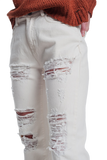 Ripped Boyfriend Jeans in Beige