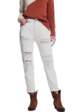Ripped Boyfriend Jeans in Beige