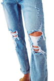 Ripped Knee Straight Jeans