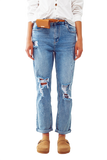 Ripped Knee Straight Jeans