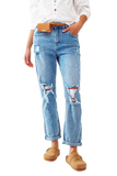 Ripped Knee Straight Jeans