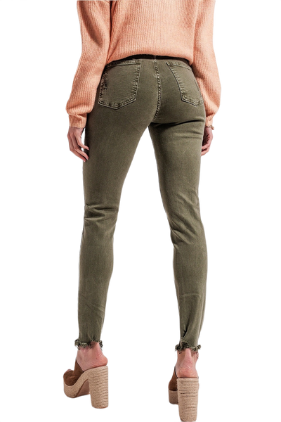 Ripped Skinny Jean in Green