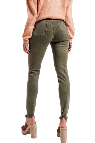 Ripped Skinny Jean in Green