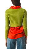 Round Neck Cable Knit Crop Jumper in Lime Green