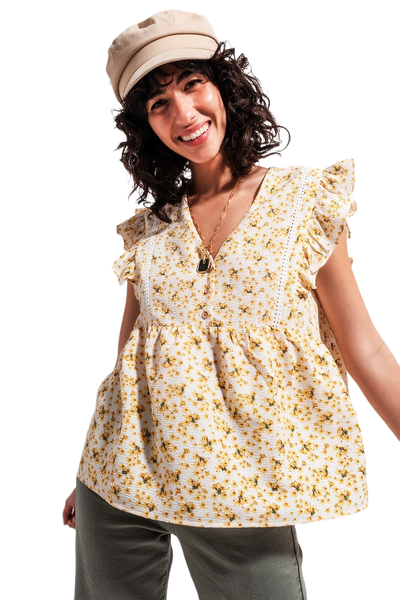 Yellow Ruffle Blouse