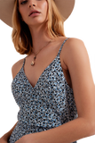 Ruffle Wrap Dress in Blue Floral Print
