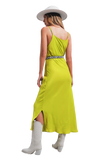 Satin Cami Strap Midi Slip Dress in Green