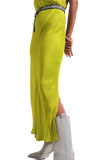 Satin Cami Strap Midi Slip Dress in Green
