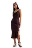 Satin Cami Strap Mini Dress in Brown