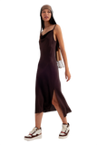 Satin Cami Strap Mini Dress in Brown