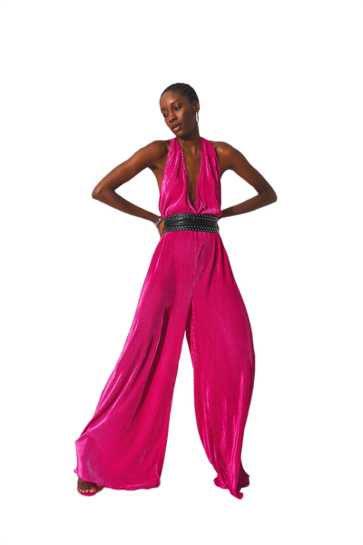 Halter Neck Pleated Jumpsuit