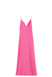 Satin Maxi Dress With Spaghetti Straps in Fuchsia