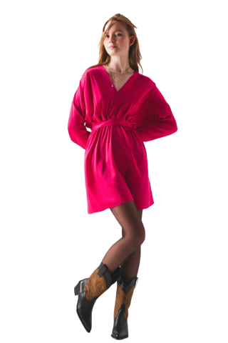 Satin Mini Dress in Red