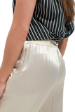 Satin Wide Leg Suit Pants in Cream