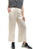 Satin Wide Leg Suit Pants in Cream