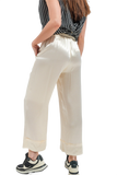 Satin Wide Leg Suit Pants in Cream