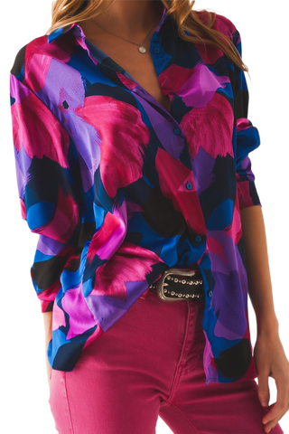 Shirt in Purple Floral Print