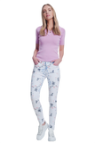Short Sleeve Pink Sweater With v Neck