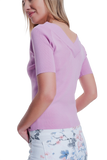 Short Sleeve Pink Sweater With v Neck