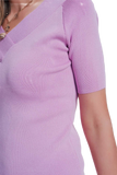 Short Sleeve Pink Sweater With v Neck
