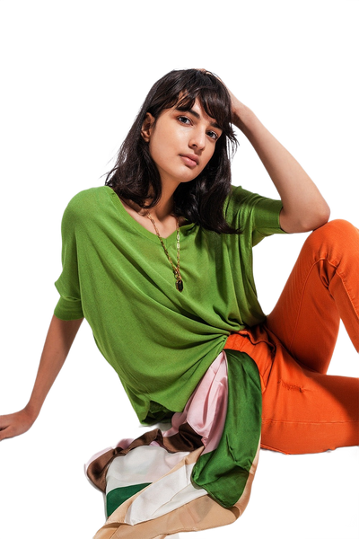Neck in Green Sweater