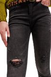 Skinny Distressed Jeans in Grey Denim