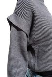 Gray Ribbed Knit Jumper