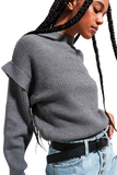 Gray Ribbed Knit Jumper