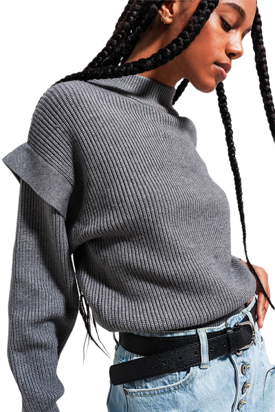 Gray Ribbed Knit Jumper