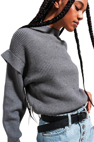 Gray Ribbed Knit Jumper