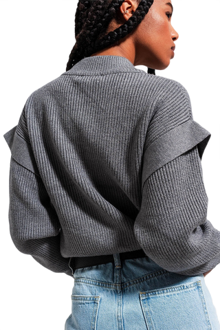 Gray Ribbed Knit Jumper