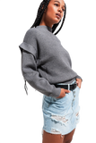 Gray Ribbed Knit Jumper