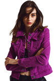 Slim Denim Trucker Jacket in Fuchsia