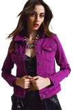 Slim Denim Trucker Jacket in Fuchsia