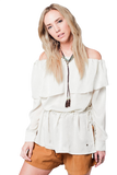 Soft Beige Blouse With Drawstring