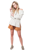 Soft Beige Blouse With Drawstring