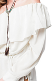 Soft Beige Blouse With Drawstring