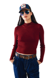 Sparkeling Red Glitter Trutle Neck Long Sleeve Sweater