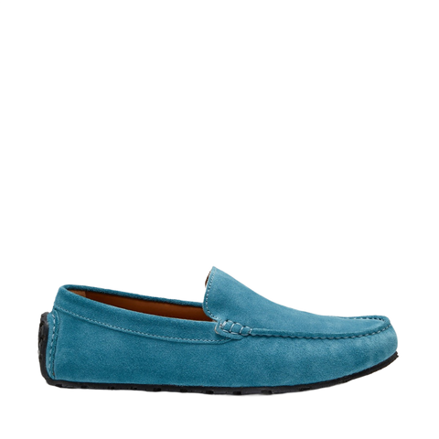 Tyre Sole Driving Loafers, Petrol Blue Suede