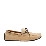 Tyre Sole Laced Driving Loafers, Taupe Suede