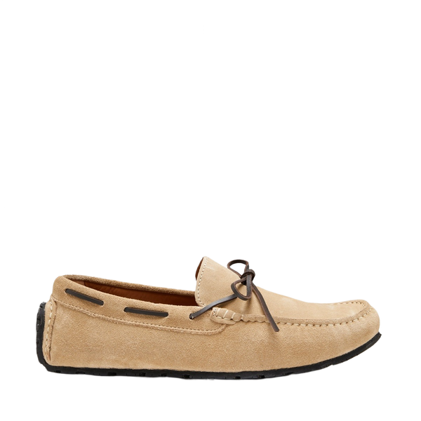 Tyre Sole Laced Driving Loafers, Taupe Suede