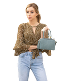 SUSU Woven Leather Crossbody Bag Blue Purse Women's Handbag